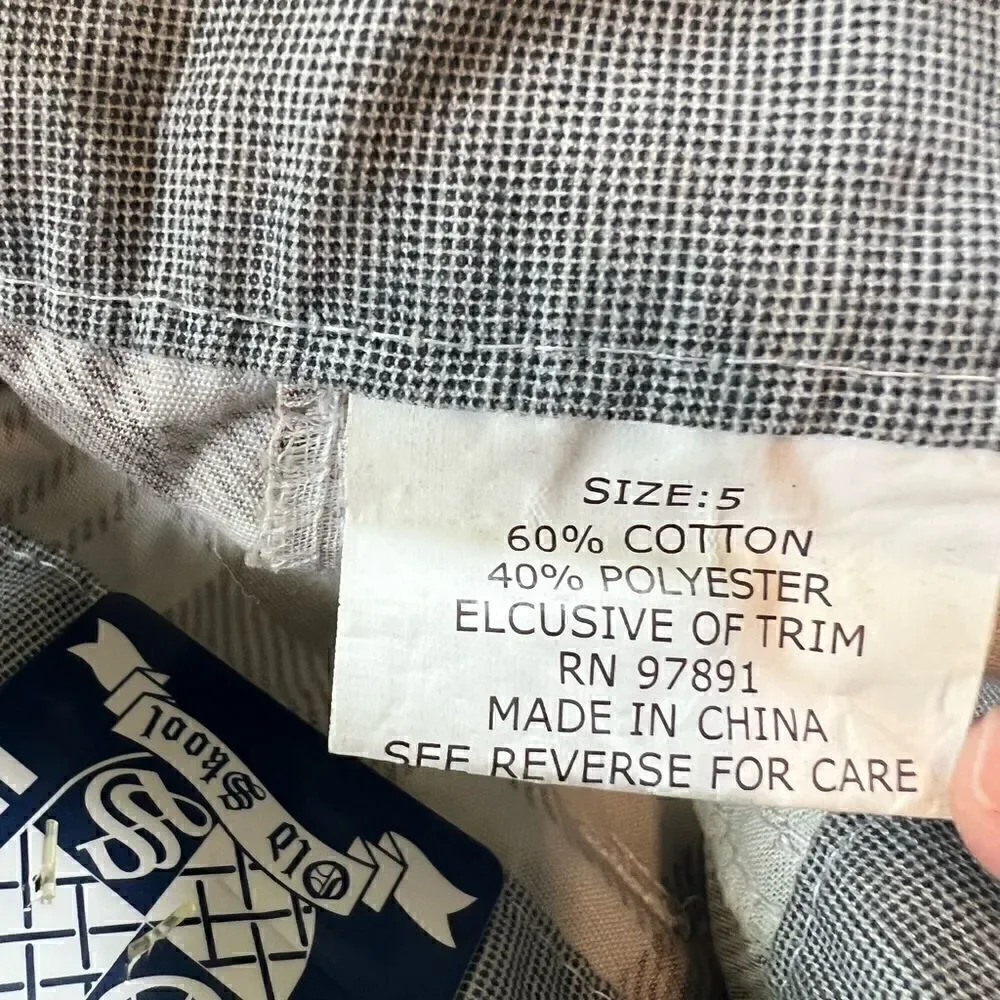 NWT! Boys Old Skool Brown Cream Plaid Cargo Shorts w Matching Belt Size 5